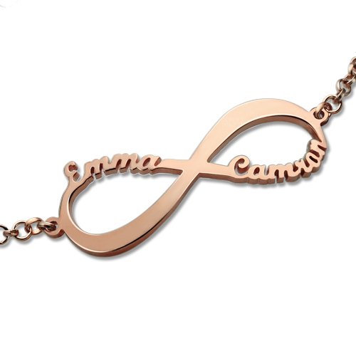 Infinity Symbol Name Bracelet Rose Gold