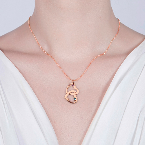 Heart in Heart Name Necklace Rose Gold