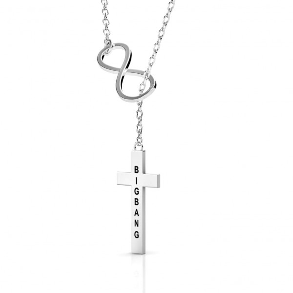 Cross Engraved Bar Necklace 925 Sterling Silver