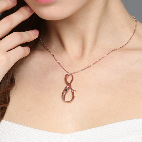 Vertical Infinity Necklace with Birthstones