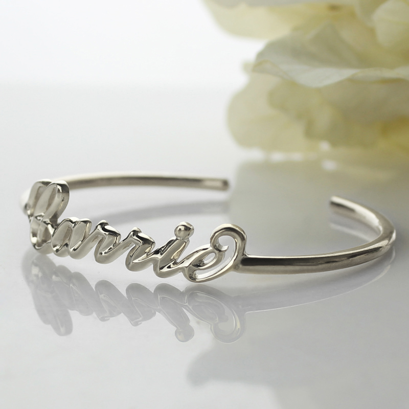 Personalized Sterling Silver Name Bangle Bracelet