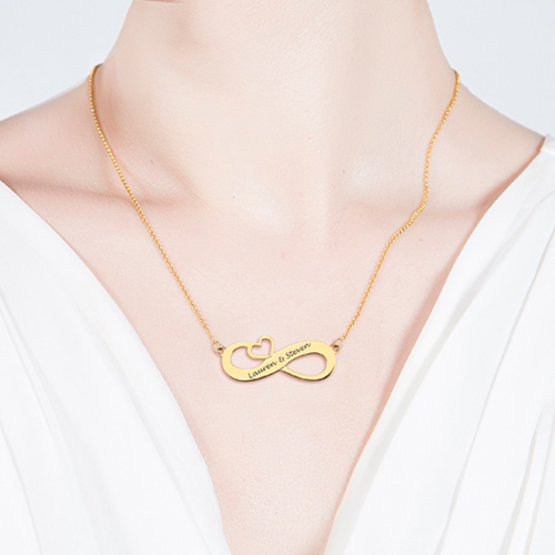 Engraved Infinity Heart - Gold Plated Silver