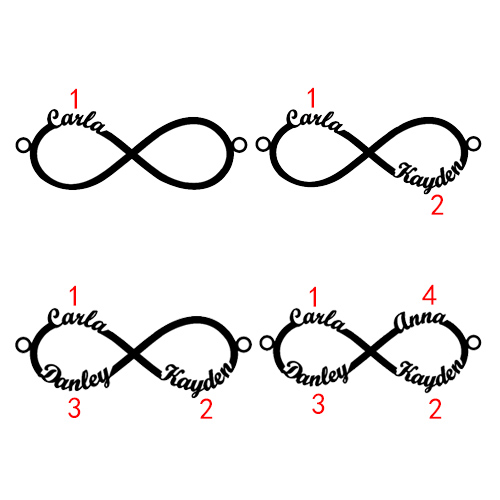 Infinity Necklace 4 Names Rose Gold Plated