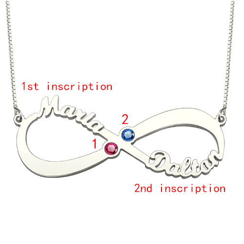 Infinity Necklace with Birthstones - Sterling Silver