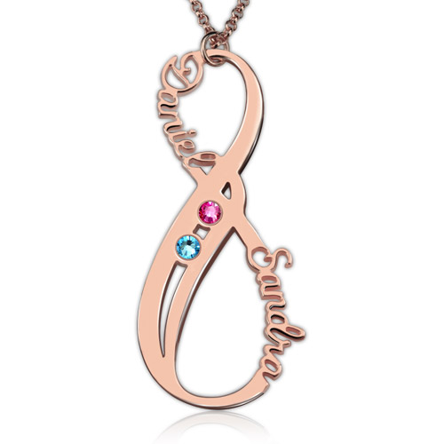 Vertical Infinity Necklace with Birthstones