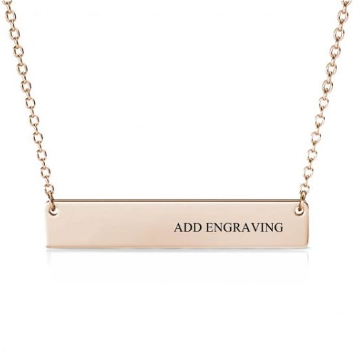 Engraved Name Bar Necklace Rose Gold Plated