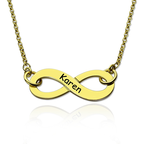 Engraved Infinity Name Necklace - Gold Plated