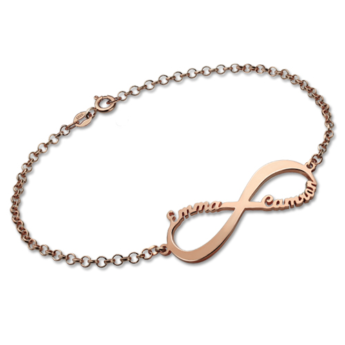 Infinity Symbol Name Bracelet Rose Gold