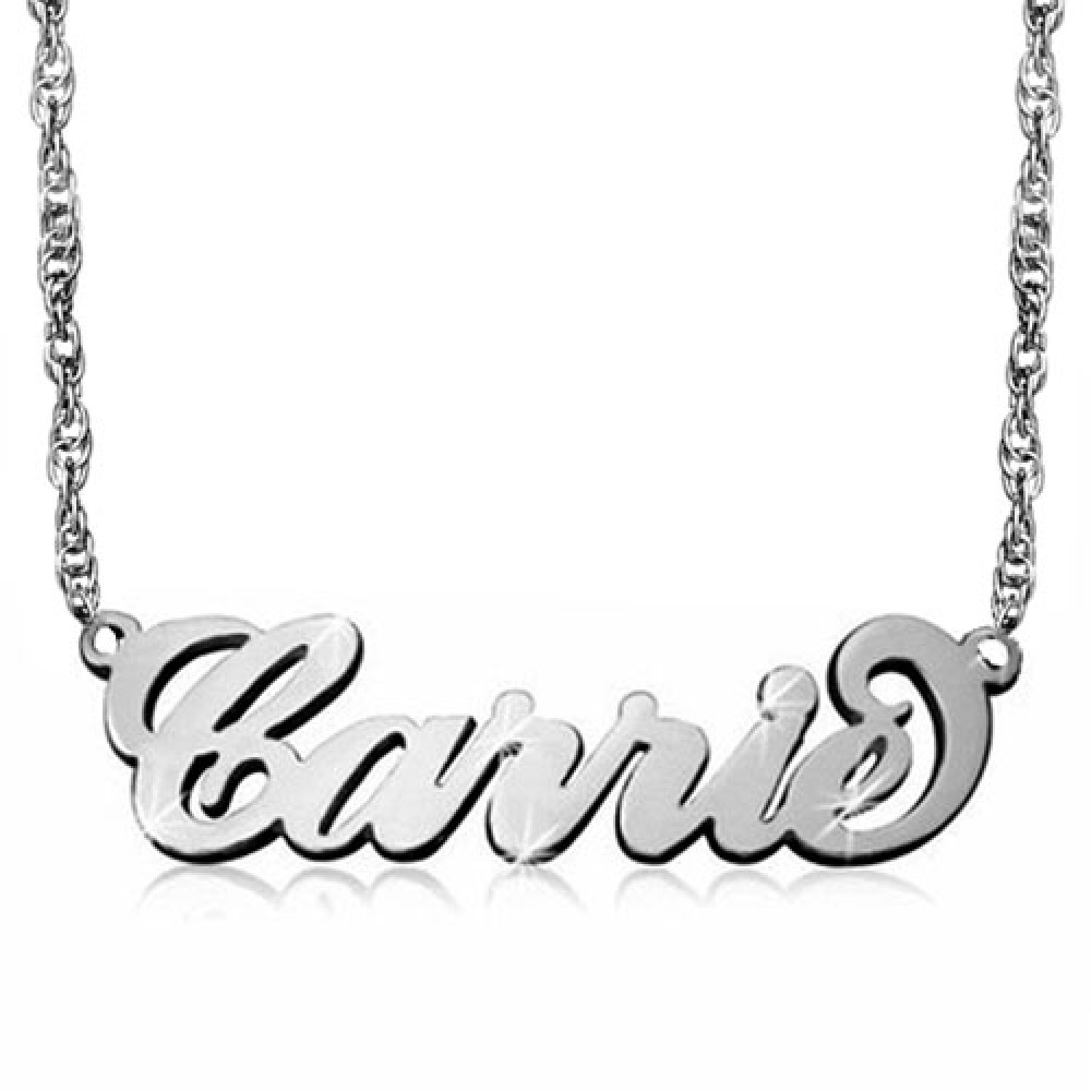 Personalized Carrie Name Necklace Silver - Box Chain