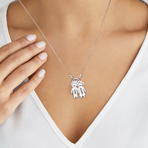 Engraved Kids Charm Necklace Sterling Silver