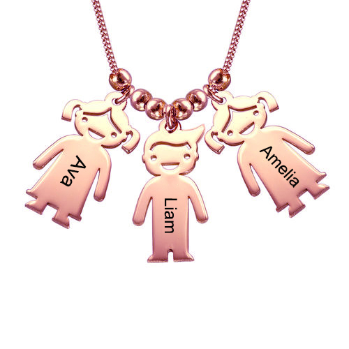 Engraved Kids Charm Necklace In Rose Gold